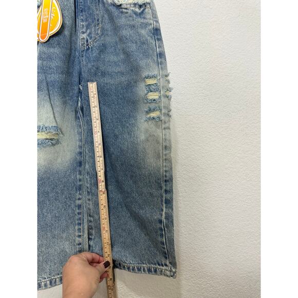 NWT Toddler Distressed Wide Leg Jeans Denim Elastic Waist Pants 7 - Picture 3 of 10